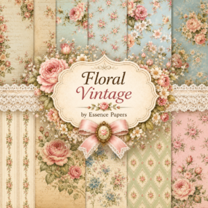 Kit Papéis Digitais Floral Vintage